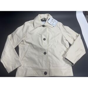 NVLT NWT Vegan Leather Button Opened Jacket in Ivory Size‎ PS